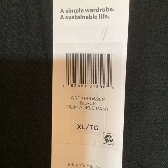 Eileen Fisher Black Slim Ankle Pant - Picture 3 of 3